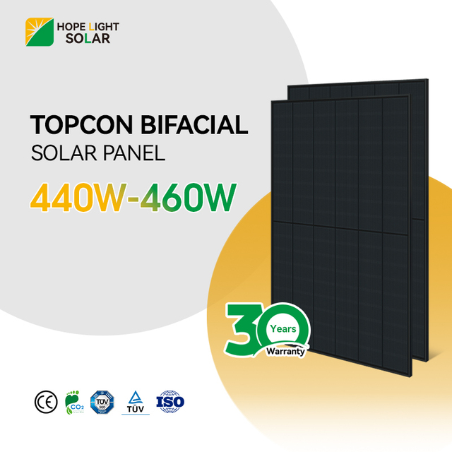 Full Black Solar Panels 440W 450W 460W N Type Double Glass Good Price Half Cell Type Solar Panels