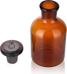 Botella de Reactivo de Vidrio Ámbar para Laboratorio, con Tapón de Vidrio, Boca Estrecha Plana, Varios Tamaños: 30ml, 60ml, 125ml, 250ml, 500ml, 1000ml, Ámbar y Transparente - Product Image 5