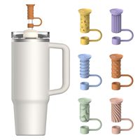 Ensemble de six pailles anti-fuite en silicone pour gobelets, accessoires réutilisables pour boissons avec barre en verre
