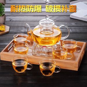 Glass <strong>Tea</strong> <strong>Pot</strong> <strong>Set</strong>,Teapot,Warmer,Cups,Teaware With <strong>Tea</strong> Tray - Product Image 2