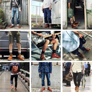 Stivali in Vera Pelle Maden da <span class=keywords><strong>Uomo</strong></span>, Stivaletti Vintage 875, <span class=keywords><strong>Scarpe</strong></span> Durevoli a Collo Alto, Stivali da Cowboy con Punta Rotonda, Calzature di Sicurezza Autunnali - Product Image 5