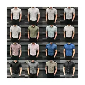 新品牌男式短衬衫越南定制短袖100% 棉上衣销售