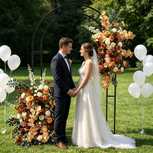 Promise Warm Earth Tone Cascade Artificial Corner Flower Modern Fall <b>Wedding</b> Christmas New Year Arch <b>Prop</b> Silk Handmade Durable - Product Image 2