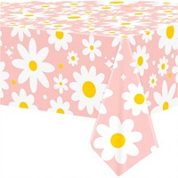 Nappe rectangulaire rose à motif floral marguerite, imperméable, jetable, en PEVA, pour fête, jardin, thé, Cottagecore