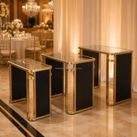 OKEY Nouvelle conception de table à cocktails en acier inoxydable, ensemble de 3 pièces, table de buffet mobile pour événements, fêtes, traiteur, extérieur