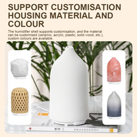 Diffuseur d'arômes en céramique avec 3 modes de pulvérisation, indicateur LED de minuterie 2/4/8H, lumières LED jaune chaud et 7 couleurs