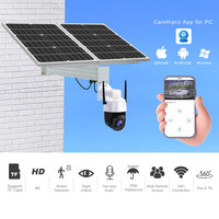 TecDeft kamera pengawasan tenaga surya pintar, kamera 1080p HD PTZ pelacak gerakan manusia untuk keamanan rumah