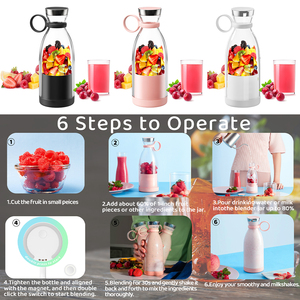 <strong>Portable</strong> Electric Smoothie Blender And Mini Travel Fruit Juicer <strong>Mixer</strong> USB Power Source 420ml Blender Shakes And Juicer Bottle - Product Image 5