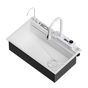 Fregadero <span class=keywords><strong>de</strong></span> Cocina Multifuncional Inteligente <span class=keywords><strong>de</strong></span> Acero Inoxidable Blanco <span class=keywords><strong>de</strong></span> Lujo con Grifo Extraíble Giratorio para Agua Pura - Product Image 1