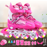Chaussures de roller pour enfants à une rangée, respirantes, de haute qualité, pour l'extérieur, avec tige en coton, roues lumineuses colorées, pour la mobilité et le parkour