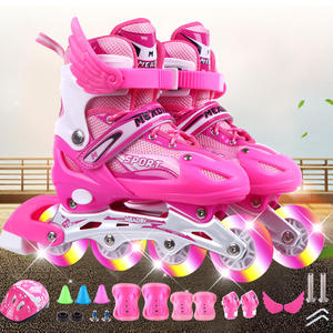 Chaussures de roller à roulettes pour enfants, respirantes, de haute qualité, à une rangée, roues lumineuses colorées, mobilité, entraînement au parkour, <span class=keywords><strong>plastique</strong></span> - Product Image 4