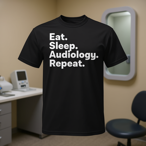Camiseta Eat Sleep Audiology Repeat para audiólogos - Product Image 1