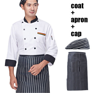 Vestiti <span class=keywords><strong>da</strong></span> <span class=keywords><strong>lavoro</strong></span> su misura dello <span class=keywords><strong>Chef</strong></span> del commercio all'ingrosso del ristorante bar caffetteria dell'hotel cucina <span class=keywords><strong>Chef</strong></span> giacca uniforme grembiule e berretto - Product Image 1