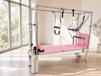 Table de Pilates Cadillac Reformer 3-en-1 en alliage d'aluminium avec barre de poussée et système de poulies à cordes pour studio et salle de sport à domicile