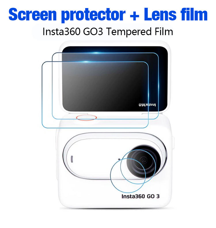 Hongdak 9HD Anti-scratch Protective Tempered Glass Screen Protector Film for Insta360 GO 3 Camera Lens and LCD Film