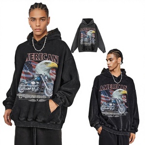 Sudadera con capucha de invierno de peso pesado, estampada, con efecto desgastado, de corte holgado, unisex, estilo hip-hop, de marca de moda, transfronteriza - Product Image 1