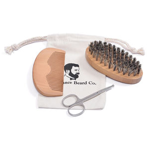 Brosse à <span class=keywords><strong>barbe</strong></span> et ciseaux en bois et poils de sanglier de haute qualité avec logo personnalisé pour hommes - Product Image 1
