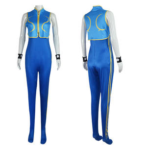 Street Fighter 6 Chunli Costume Halloween moulant Onesie noël <span class=keywords><strong>fantaisie</strong></span> combinaison scène Performance jeu robe adulte - Product Image 2