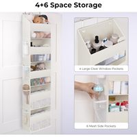 Organisateur de porte à 5 étagères, rangement étanche avec 8 poches, fenêtre transparente, fixation derrière la porte