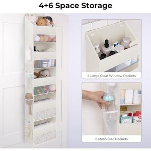 Over The Door Organizer 5 <b>Shelf</b> Waterproof Storage With 8 Pockets Clear Window Behind Door Mount - Product Image 3
