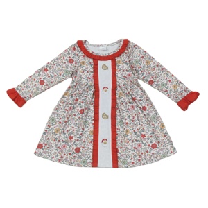 RTS Navidad Santa bordado niños niñas vestidos lindo flor bebé vestido al por mayor Boutique ropa para niños - Product Image 1