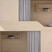 Lit superposé multifonctionnel en bois avec escalier de rangement et rideau d'intimité pour dortoir étudiant