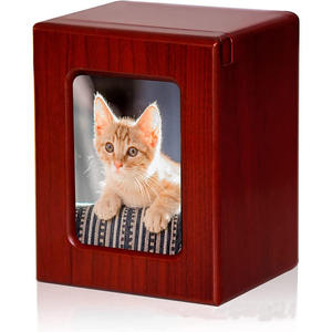 Guci Kayu, Guci Hewan Peliharaan untuk Abu Anjing dan Kucing, Suvenir Hewan Peliharaan dengan Bingkai Foto, Permukaan Halus untuk Kemudahan Pembersihan - Product Image 2