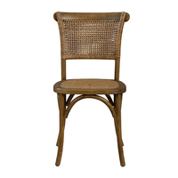 Chaise de salle à manger vintage en rotin tressé avec dossier en bois et assise en rotin pour événements, banquets, cafés, restaurants et mariages