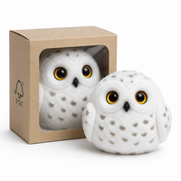 Peluche hibou des neiges ultra douce lestée avec billes de verre pour soulager l'anxiété et offrir un soutien émotionnel