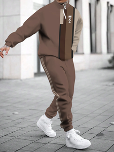 <span class=keywords><strong>Cappuccio</strong></span> da <span class=keywords><strong>uomo</strong></span> con Logo personalizzato in due pezzi girocollo sportivo completo da <span class=keywords><strong>uomo</strong></span> Casual Set felpa con Zip a quarti di cotone - Product Image 5