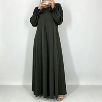 Robe Abaya Maxi de Luxe Islamique RO06 à Col Rond, Manches Longues avec Boutons, Poches Amples, Robe Maxi pour le Ramadan et le Quotidien