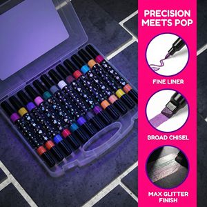 <span class=keywords><strong>Marqueurs</strong></span> à double pointe scintillants 24/36/48 couleurs, stylos de peinture acrylique chatoyants pour l'art, le scrapbooking et le bullet journaling, non effaçables, PVC - Product Image 2