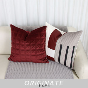 Cojín cuadrado negro rojo vino de lujo moderno, funda de almohada, combinación de luz Simple para sala de estar, sofá, memoria, personaje calentado - Product Image 5