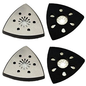 Almohadillas Triangulares de Alta Calidad <span class=keywords><strong>para</strong></span> <span class=keywords><strong>Lijadora</strong></span>, 4 Piezas de 93 mm + 24 Lijas de 6 Agujeros <span class=keywords><strong>para</strong></span> <span class=keywords><strong>Lijadora</strong></span> de Madera, Herramientas Oscilantes Multiusos - Product Image 2