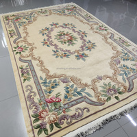Tapis en laine pure fait main noué à la main de 2x3m Crème ivoire beige Design chinois Aubusson Tapis en laine pour chambre à coucher