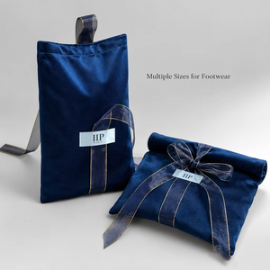 Pochette <span class=keywords><strong>de</strong></span> luxe GXS bleu marine en satin anti-poussière avec nœud en ruban <span class=keywords><strong>de</strong></span> soie pour emballage cadeau, bijoux <span class=keywords><strong>de</strong></span> mariage, <span class=keywords><strong>chaussures</strong></span>, sacs – Vente en gros - Product Image 2