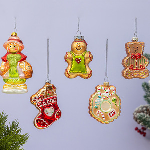 Adornos Navideños de Cristal con Forma de Hombre de Jengibre, Galleta, Fruta y Pastel de Chocolate, MOQ Bajo, Tamaño Personalizado, Decoraciones Navideñas - Product Image 2
