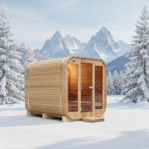 Sauna extérieur en bois massif pour villa, avec système imperméable et chauffage - Product Image 2