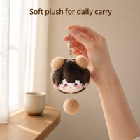 Porte-clés en peluche mignon, breloque tête d'animal Kawaii, pompon, porte-clés en peluche douce, vente en gros personnalisée