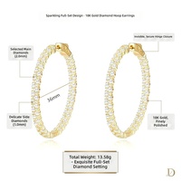 Boucles d'oreilles créoles classiques en moissanite VVS de grande taille, en argent sterling 925 plaqué or 18 carats, bijoux anti-ternissement, vente en gros
