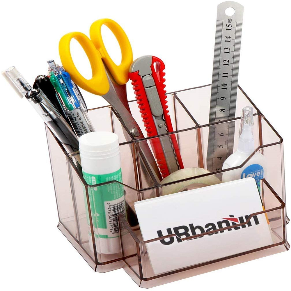 Acrylic Box Desktop Organizer  Pen Makeup Brush Display Stand Holder With Business name card holder