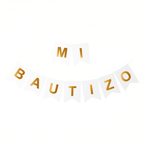 Guirnalda Mi Bautizo White <b>Letters</b> Gold 10 Pcs 4M Party Banner - Product Image 2