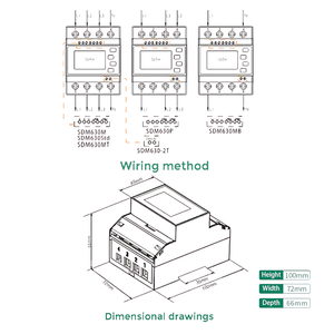 <span class=keywords><strong>Eastron</strong></span> SDM630Modbus V2 MID Certificado Clase B RS485 Modbus 3P4W/3P3W/1P2W Medidor de energía de riel Din para estación de carga EV - Product Image 2
