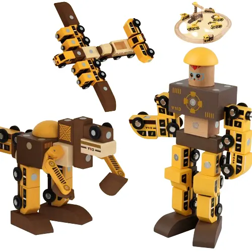 hochwertiges buchenholz Rennwerk Roboter-Spielzeug Bausteinspielzeug, Holz-Zug-Slot DIY-Spielzeug