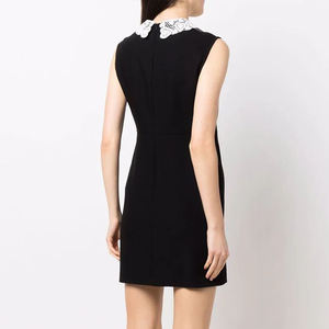 Mini robe moulante en dentelle, vêtement coréen pour femmes, sans manches, à col chemise et <span class=keywords><strong>ligne</strong></span> a, mode shopping, collection - Product Image 3