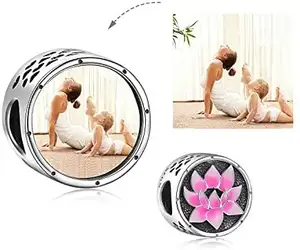 Custom Wholesale Hot Sales Charms Personalized Photo Charm 925 Sterling Silver Flower Charm For DIY Bracelet