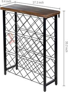 Porte-bouteilles sur pied autoportant à 9 niveaux, capacité de 54 bouteilles, en bois - Product Image 3