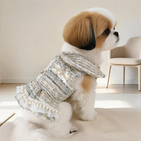 Robe en tweed pour petit chiot, collection automne-hiver, tenue élégante pour animaux de compagnie, avec grand nœud et perles, robe-jupe douce et élégante pour chien