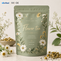 Kemasan Teh Bunga Ramah Lingkungan Food Grade Custom, Pouch Matte Digital Printing dengan Zipper, Kemasan Herbal Wellness PET/AL/PE