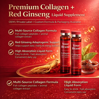 Boisson Énergisante au Collagène Liquide et Peptides, Efficace, au Ginseng Rouge, Gélatine, Antioxydant et Adaptogène Herbal